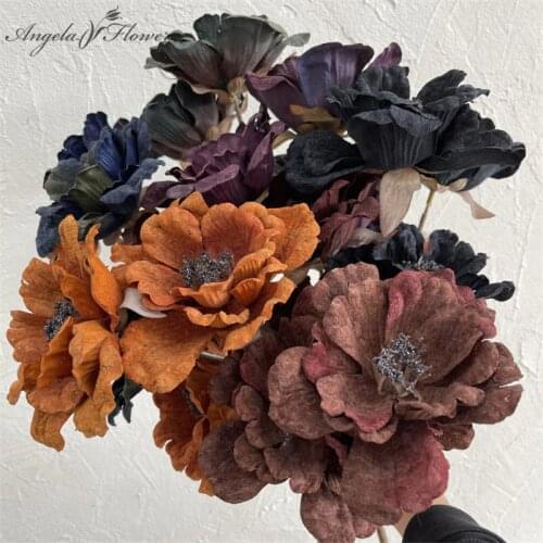 European Retro 73cm Large 3 Head Peony Artificial Flower Wedding Fake Flower Arrangement Room Home Decoratio Bouquet Photo Props