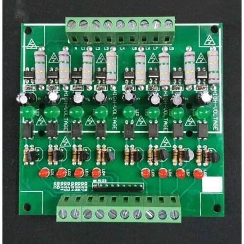220V 8-channel Optocoupler Isolation Module/220V Detection Module/AC Detection Module/Card Guide Enhanced Version