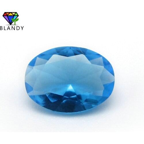 Seablue Glass Stone 2x3~13x18mm Oval Cut Loose Marine Water Color Synthetic Glass Gems Stone For Jewelry Free Shipping