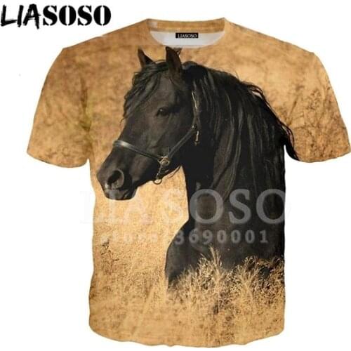 LIASOSO New Summer Men T-shirt Beautiful Love Horse 3D Printed T-Shirt Harajuku Casual Short Sleeve Tee Shirts Unisex Tops