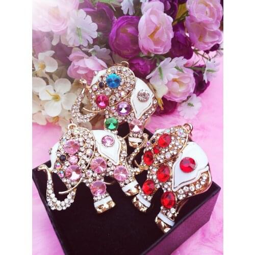Min.$15 (Mixed Order) crystal elephant keychain Pendant Charms Rhinestones cell phone case DIY Alloy Decoration