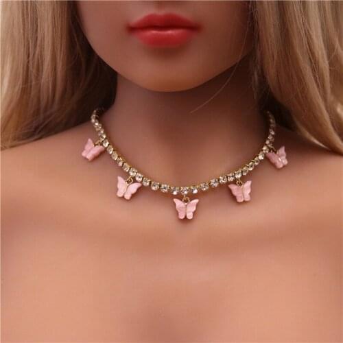 Fashion Luxury CZ Crystal Shell Butterfly Pendant Necklace 2021 Charm Women AAA Zircon Short Necklace for Women Party Jewelry