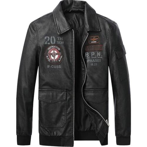 Vintage Motorcycle Jacket 2021 Men Fashion New Biker Leather Jacket Male Embroidery Bomber Coat Autumn Water wash Pu Overcoat