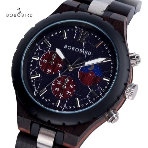Men Watch BOBO BIRD Luxury Fashion Wooden Wristwatch Quartz Movement Luminous Timepiece Day And Nigth Display Great Gift relogio