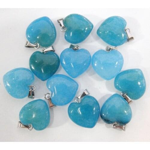 Natural stone Turquoises Quartz Crystal tiger eye Opal lapis heart pendants for diy Jewelry making Necklaces Accessories24PCS A2