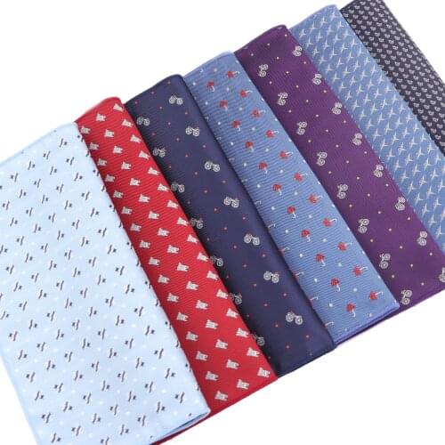 Mens Polyester Silk Handkerchief Pocket Square Vintage Fabric Hankies Umbrella Car Fish Aircraft Bicycle Chest Towel 23*23CM
