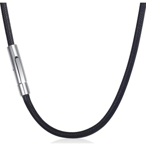 Black Manmade Leather Necklaces For Men Women Male Jewelry Cord Necklace Mens Gift Stainless Steel Magnetic Clasp 3mm DDN22