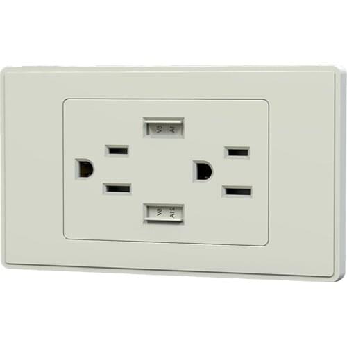 Depoguye US Socket with USB Socket 2.1A American Standard Two-digit USB with three-three plug-in six-hole wall socket panel