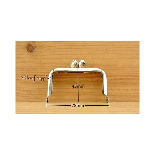 Coin purse frame glue on clasp clip silver 3 inch x 1 3/4 inch A36