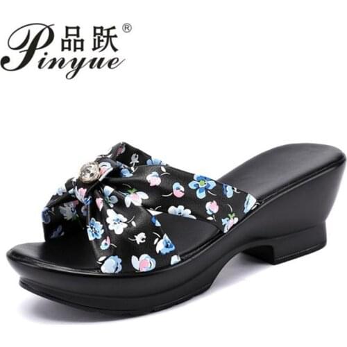 Summer Platform Flip Flops Fashion Beach Shoes Woman Anti-slip Genuine Leather Sandals Women Slippers Shoe