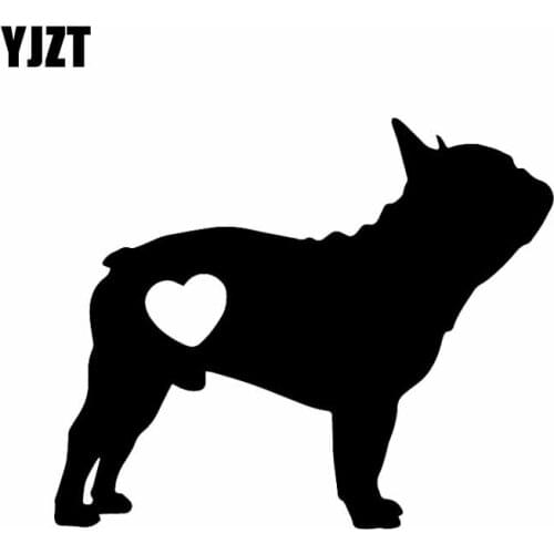 YJZT 14X11.5CM Pug Dog Animal Vinyl Decal Puppy Heart Love Car Sticker Decor Black/Silver C24-1366