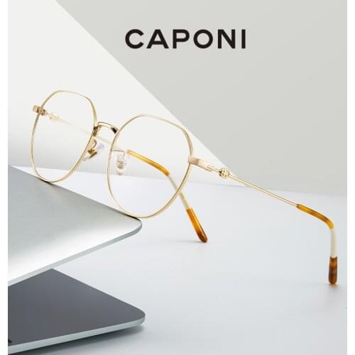 CAPONI Glasses Frame Women 2021 Fashion Design Brand Eyeglasses Anti Blue Light Lens Eyewear Glasses Support Prescription JF6840