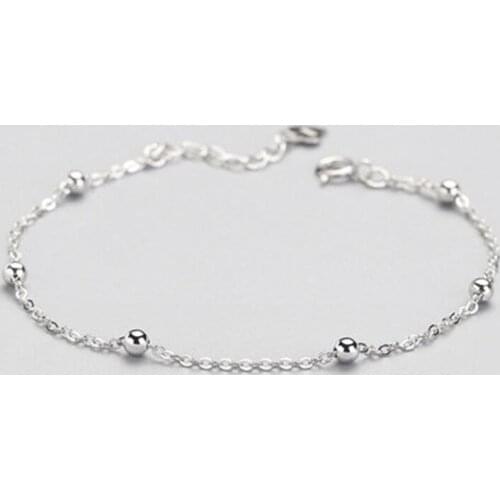 925 Sterling Silver Temperament Simple Literature and Art Ball Bracelet Transfer Ball Bracelet Silver Jewelry Lady Accessories