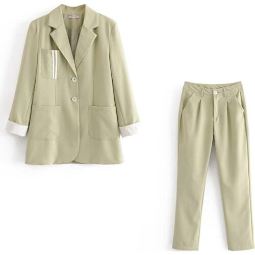 Ladies suit autumn new solid color lapel suit jacket wide leg trousers suit fashion casual wild two-piece womens clothing