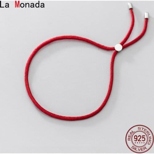 La Monada 22cm Red Thread For Hand 925 Sterling Silver Bracelet Women Minimalist Rope Red Thread Bracelets For Women Silver 925