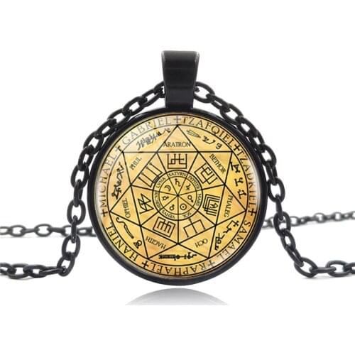 Hot Selling Seals of The Seven Archangels Pendant Necklace Handmade Jewerly Round Art Photos Glass Cabochon Necklace for Women