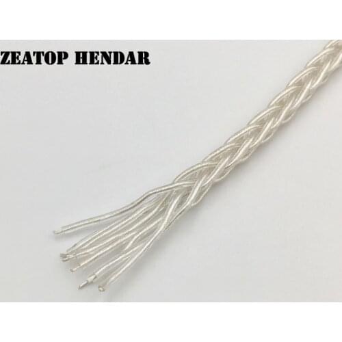 1Pcs 10M 8 Cores Pure Silver Earphone Cable Supper Soft HIFI DIY Headphone Audio Wire