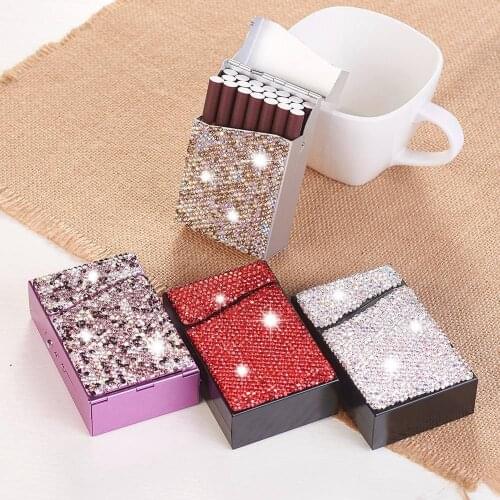 Shiny Storage Box Organizer Cigarette Case Holder Exquisite And Portable Container Holds 18-20 Cigarettes