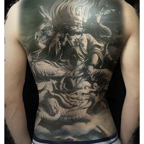 Large fake tattoo water transfer temporary tattoos sticker 3D black body art on full back chest Halloween big size 18.9*13.4inch