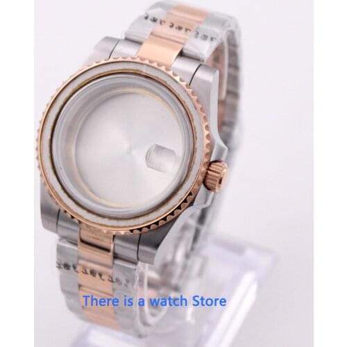 BLIGER 40mm Solid 316L Stainless Steel Case With Stainless Band Watch Case Fit For ETA 2836 Movement