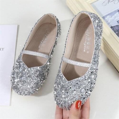QGXSSHI Children Shoes Spring Autumn Rhinestones Girls Leather Shoes Boys Loafers Slip On Casual Shoes Breathable Kids Sneakers