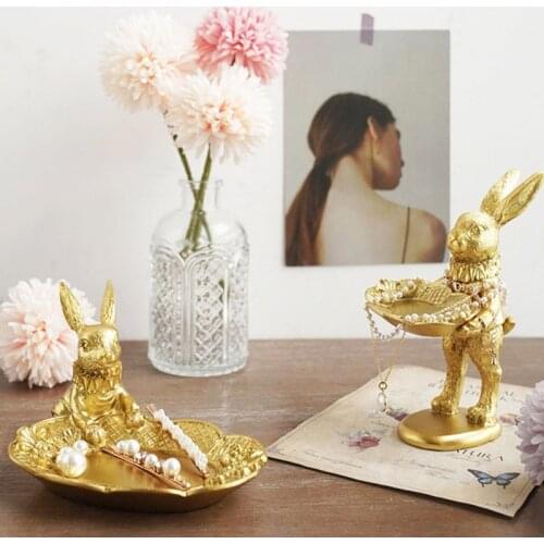 Y1UE Home Decor Figurine Decoration Artwork Small Candy Box Creative Rabbit Decorative Objects Home Office Study Room
