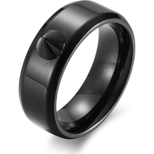 Stainless Steel Mens Punk Rock Black Self-Defense Punk Rock Ring Jewelry Broken Window Rings Jewelry Gift For Him Size 7-12