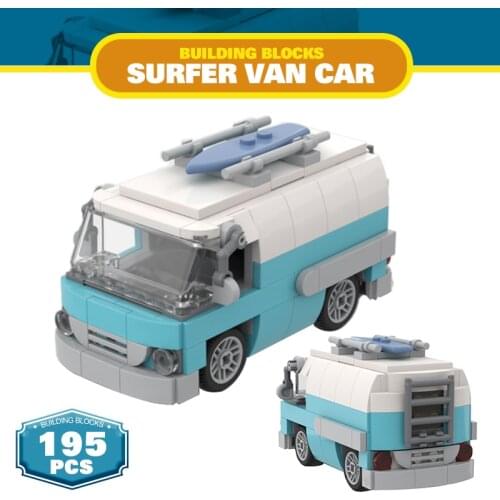 MOC Technical Car Surfer Van Car Building Blocks Set Retro Minibus Bricks Idea Assemble Coach Vehicle Game Toy For Children Gift