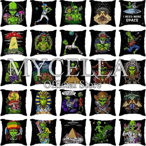 Space Aliens Pattern Polyester Throw Pillow Living Room Cushion Cover Car Home Decoration Sofa Decorative case Pillowcase