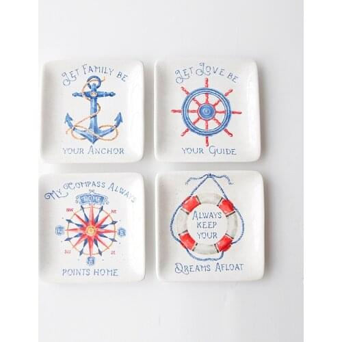 Creative Ocean Series Sailor Retro Pattern Ceramic Plate Personality Decoration Dishes