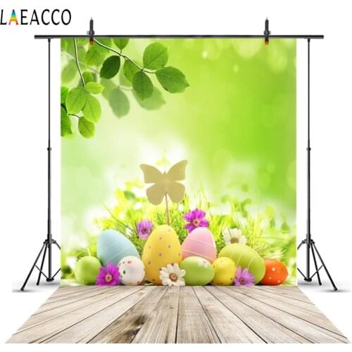 Laeacco Easter Backdrops Spring Scenery Flowers Bunny Rabbit Easter Eggs Baby Portrait Newborn Photography Backgrounds Photozone