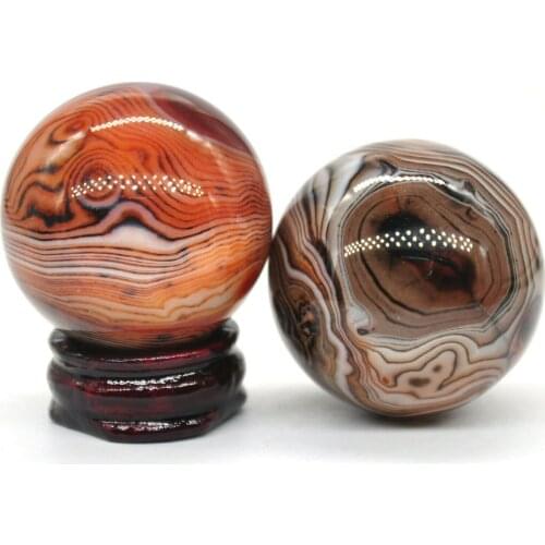 40mm Madagascar Agate Quartz Crystal Shpere Healing Reiki Gemstone Massage Ball Trinket Natural Stone Decoration With Stand