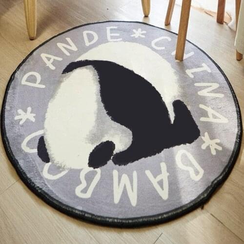Cute Panda Round Carpet Living Room Bedroom Bedside Children Play Rugs Soft Thick Chenille Kids Cartoon Animal Anti-slip Mats