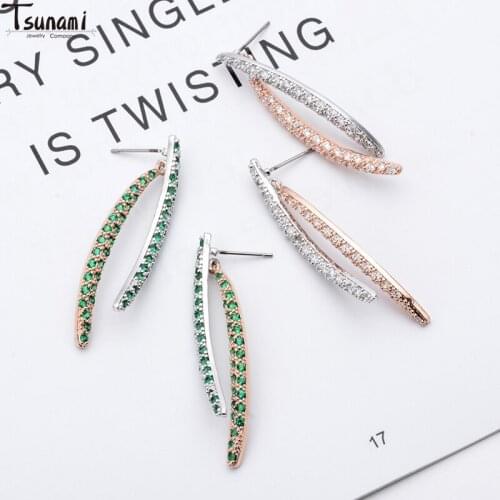 Fashion Jewelry Drop Earrings New Design Bling Zircon Stone Plating Earrings For Women Lady Party Jewelry Gifts Popular Romantic