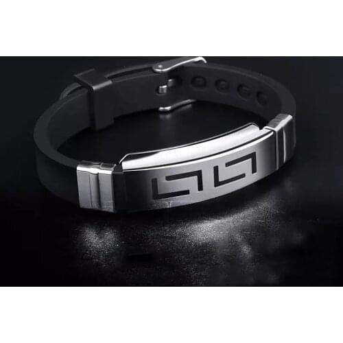 Explosion Black Bracelet Men Wristband Punk Style New Men Bracelets Simple Rubber Charm Pulsera Hombre Bracelets Jewelry New