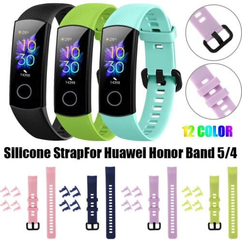 New Soft Colorful Silicone Watch Band For Honor Band 5 4 Replacement Strap Bracelet Wristbands Sports Watch Accessories