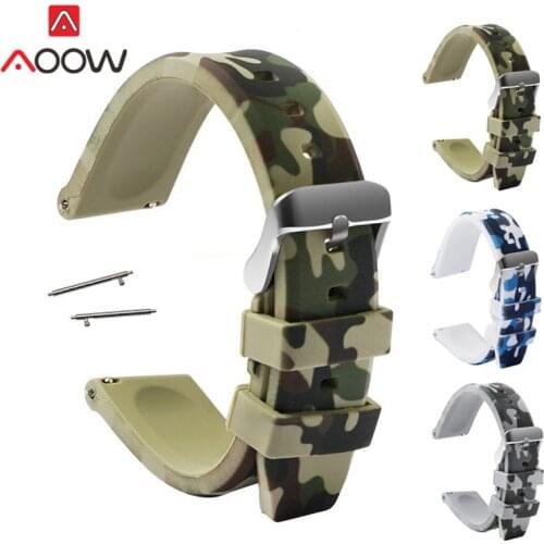 20mm 22mm 24mm Silicone Sport Strap Camo Rubber Replacement Band for Samsung Galaxy Wtach 46mm Gear S3 Huawei GT 2 Amazfit GTR