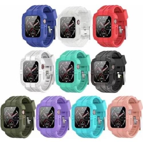 Luxury One-piece Silicone Apple Watch Band iWatch 42 38mm 44 40mm Rainbow Male Sports Wristband Apple I Watch Series 6 5 4 3
