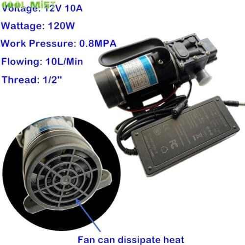 S397 High Pressure Self-Priming Pump Electric 12V 120W 188PSI 10L/min Water Film Return Pump Backflow Control For Garden Sprayer