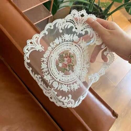 Modern Lace oval Embroidery drink table place mat wedding pad Cloth placemat cup mug Christmas gift coaster dining doily kitchen