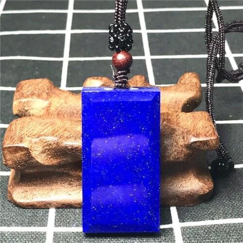 Top Natural Blue Lapis Lazuli Pendant For Woman Lady Men Crystal 45x24x10mm Beads Rectangle Stone Necklace Pendant Jewelry AAAAA