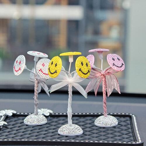 Car Ornaments Colored Diamond Ornaments Rhinestone Piece Smiley Face Car Ornaments Home Office Ornaments Ornaments