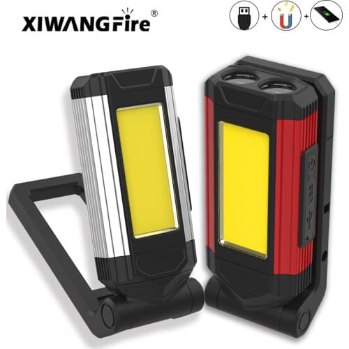 USB Rechargeable Lantern as power bank 2pcs COB Work Light with Magnet 3200mah LED Flashlight Camping Lamp IPX6 Waterpoof Torch