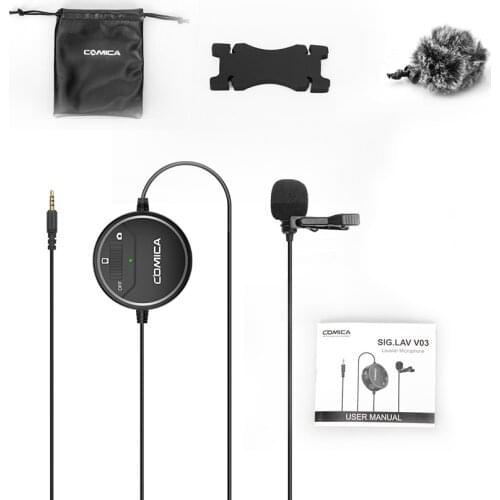 COMICA SIG.LAV V03 Omni-directional Lavalier Microphone 3.5mm Real-time Monitor for Smartphone Camera Camcorder for GoPro