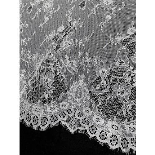 3Meter price High quality Soft white summer dress lace fabric French lace chantilly lace Height 150cm, length 300cm
