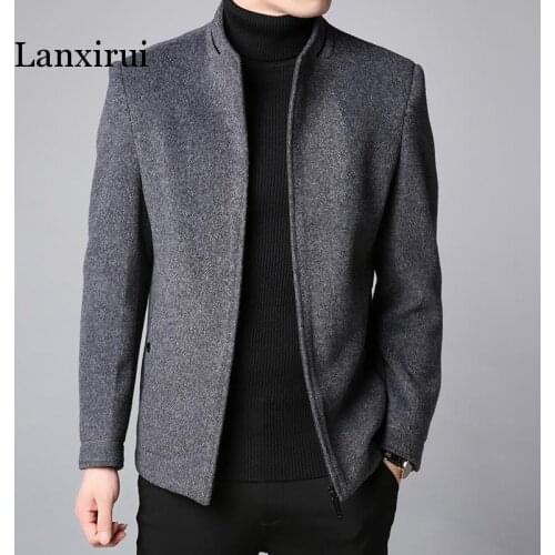 Winter New Fashion Brand Coat Men Slim Fit Wool Peacoat Warm Jackets Wool Blends Overcoat Designer Casual Mens Clothes