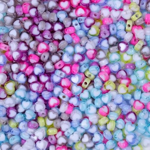 100Pcs/Lot 4*7mm Mixed Love Heart Shape Acrylic Beads Charm Spacer Loose Beads For DIY Jewelry Making Bracelet Accessories