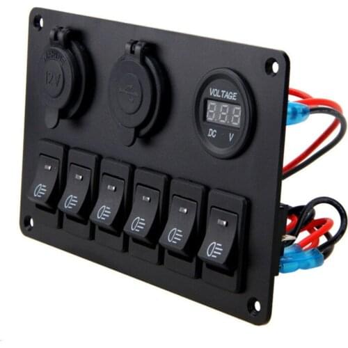 12V 6 Buttons Waterproof Car Auto Boat Marine LED Rocker Switch Panel Circuit Breakers For Boat Rocker Switch Control Panel