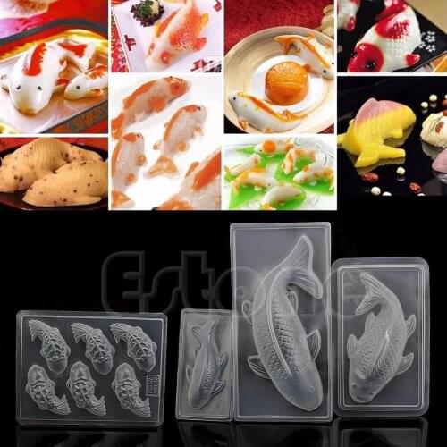 2017 Plastic Cake Chocolate Mould Jelly Handmade 3D Koi Fish Sugarcraft Mold DIY