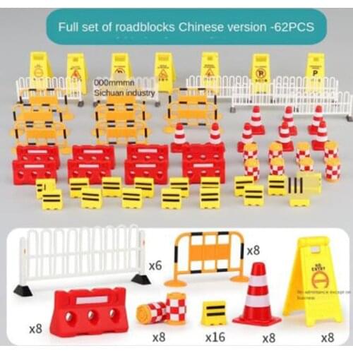 62pcs Car Accessories Road Sign Traffic Model Creative Toy Diy City Parking Script Educational Toys For Kids Game Gift